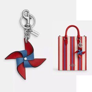 Coach Leather Pinwheel Bag Charm Keychain